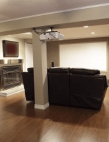 Remodeled basement cinema area in Carol Stream, IL from Superb Carpets, Inc.